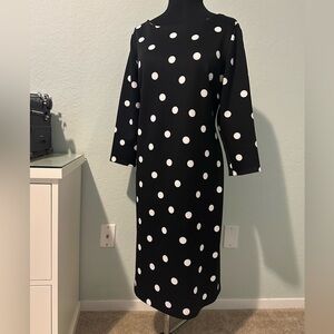Worthington Black & White Polka Dot Scuba Sheath Dress – Size 14